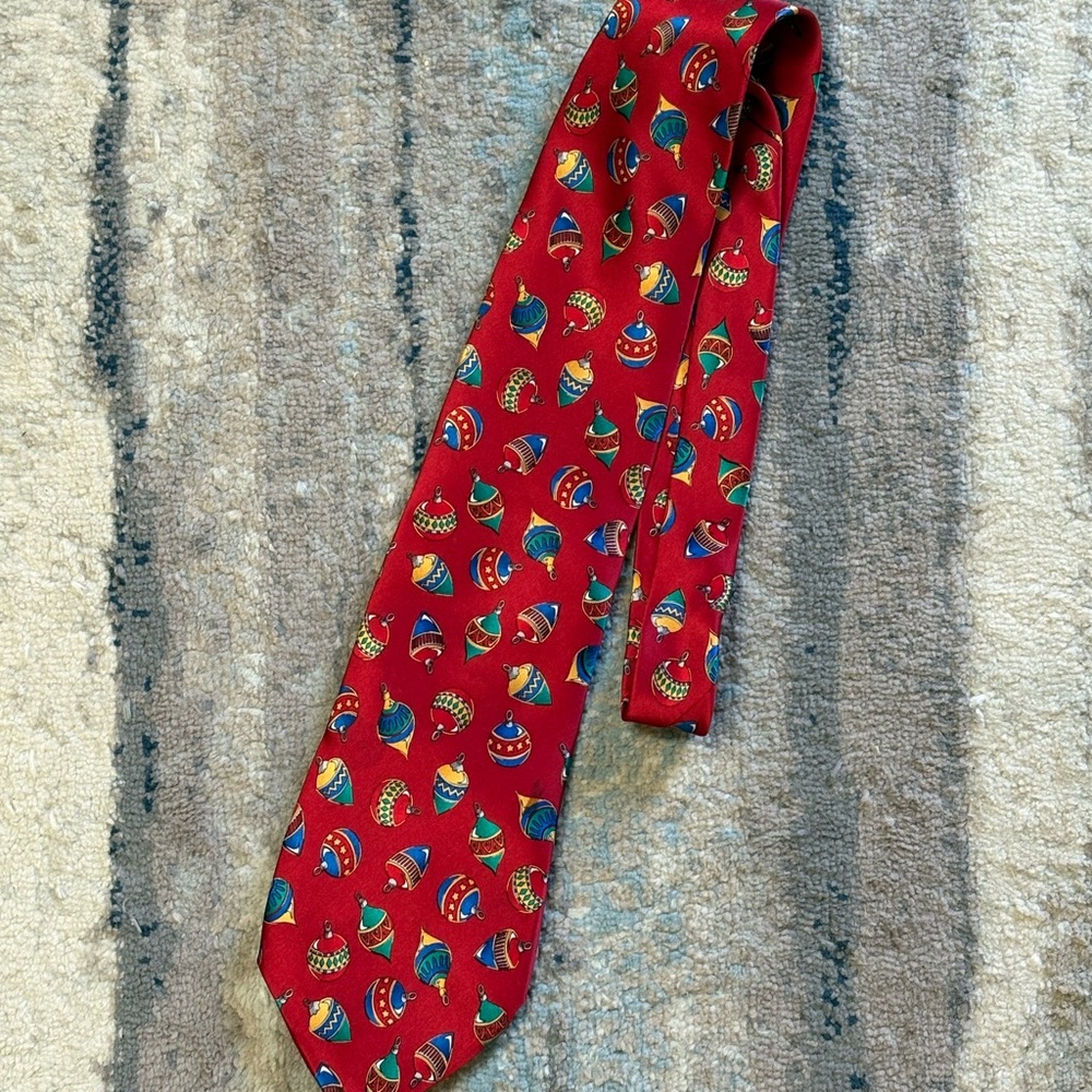 Vintage Claybrooke Holiday Tie Colorful Ornaments 100% silk